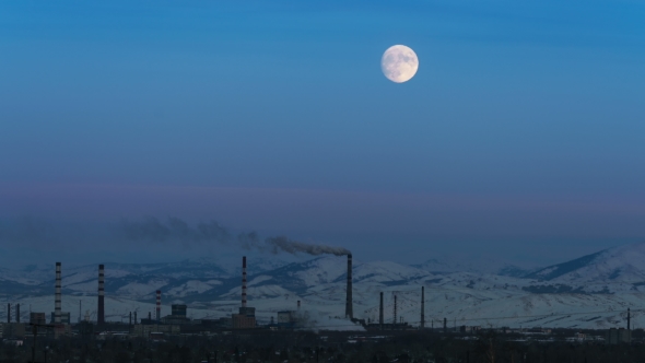 Super Moon Over the Industrial Zone