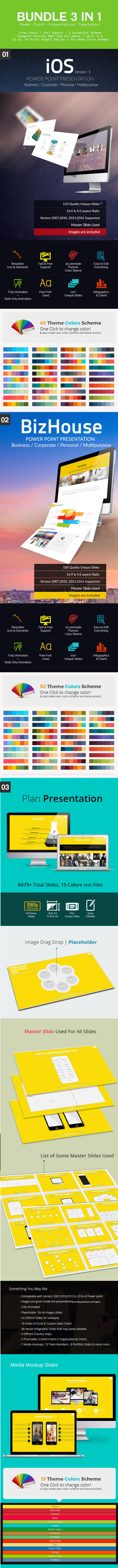 Business Bundle Multipurpose 3 in 1 Presentation - Business PowerPoint Templates