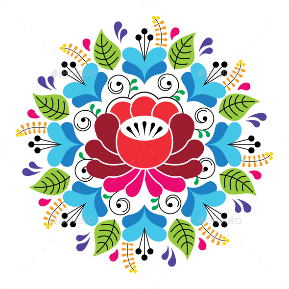 Russian Inspired Folk Art Pattern - Colorful Floral Composition - Patterns Decorative