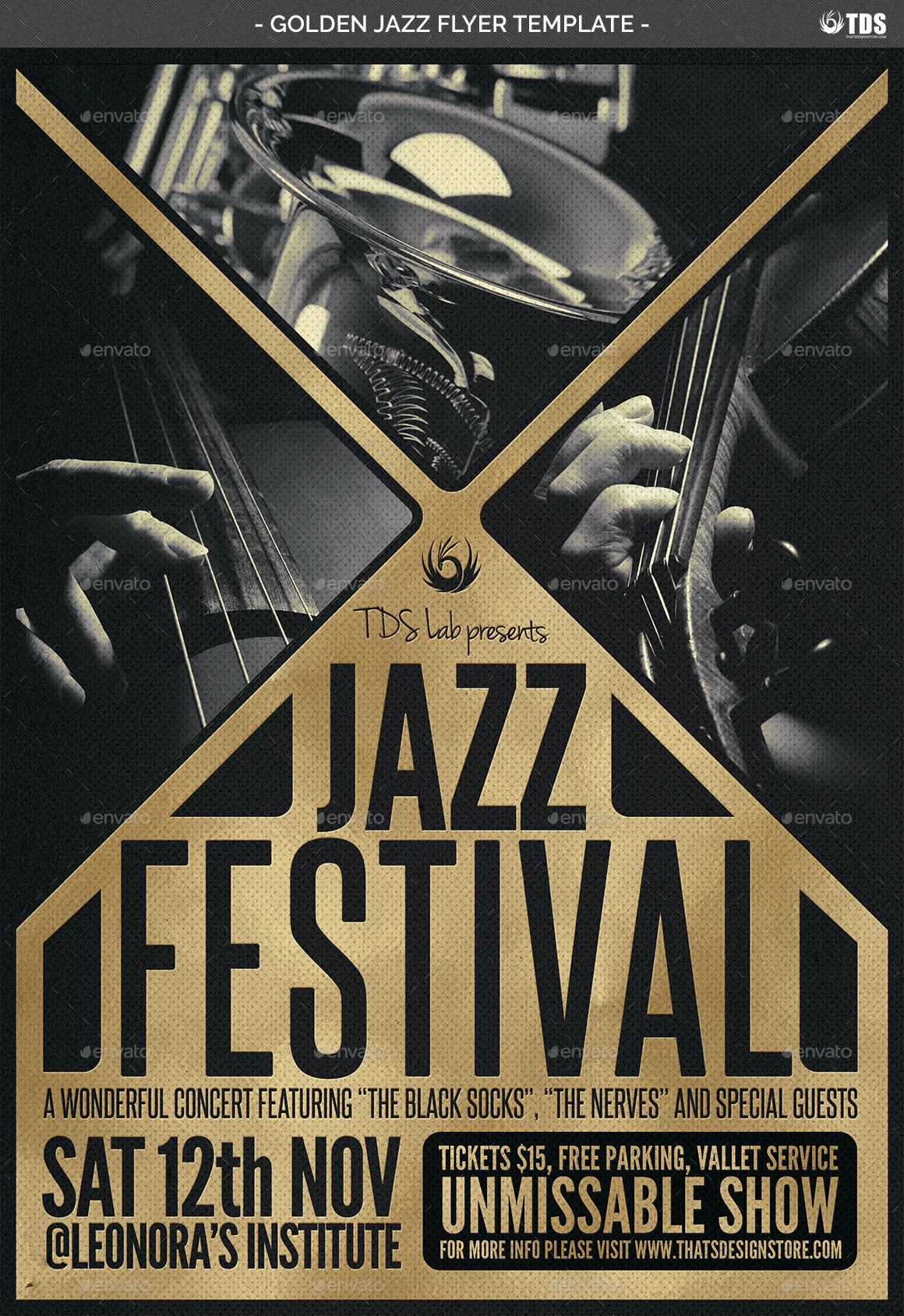 Golden Jazz Flyer Template by ThatsDesign | GraphicRiver