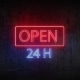 Red-blue Neon Sign Open 24 Hours - VideoHive Item for Sale