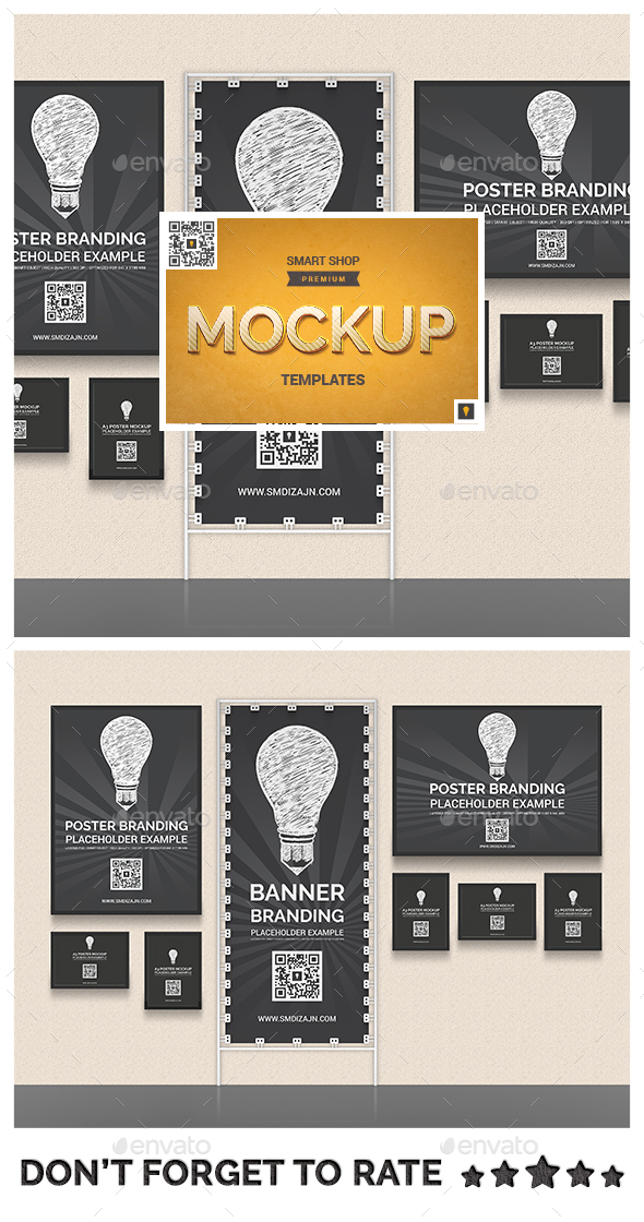 Back Wall Banner & Posters Mock-Up Back Wall Banner & Posters Mock-Up