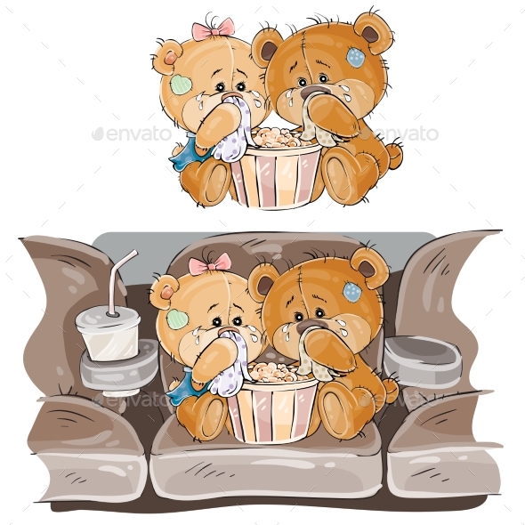 Couple of Brown Teddy Bears Crying - Animals Characters