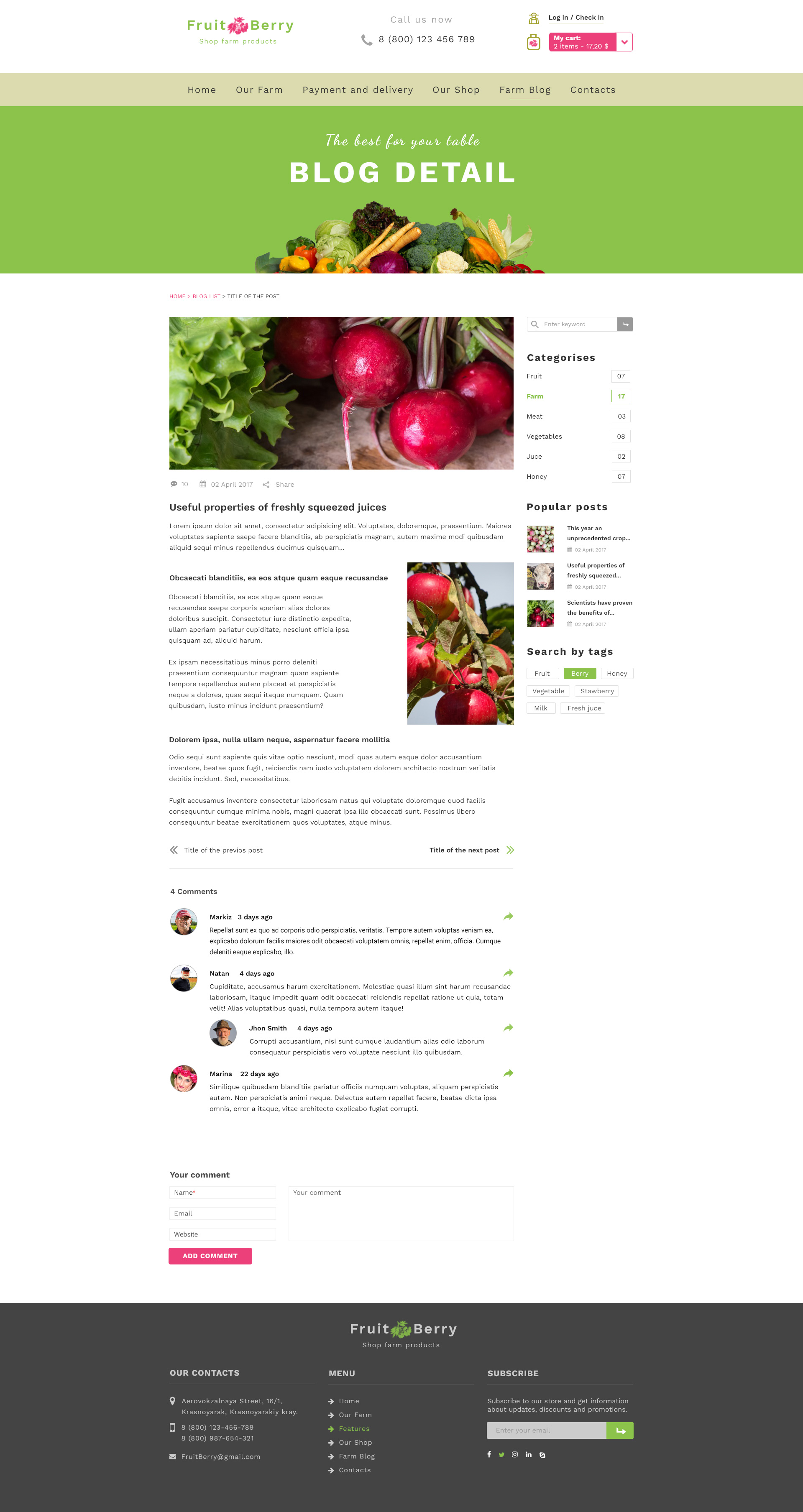 Fruit & Berry – PSD Template