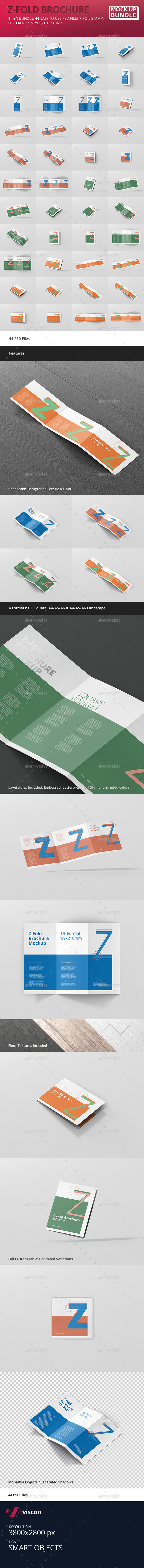 Z-Fold Brochure Mockup Bundle - Brochures Print