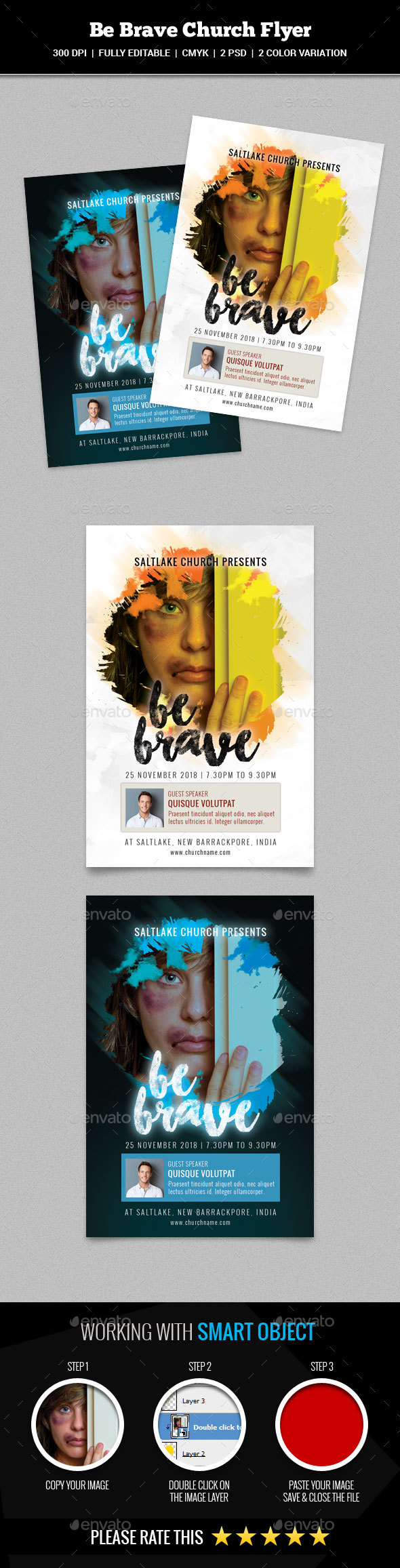 Be Brave Church Flyer - Church Flyers