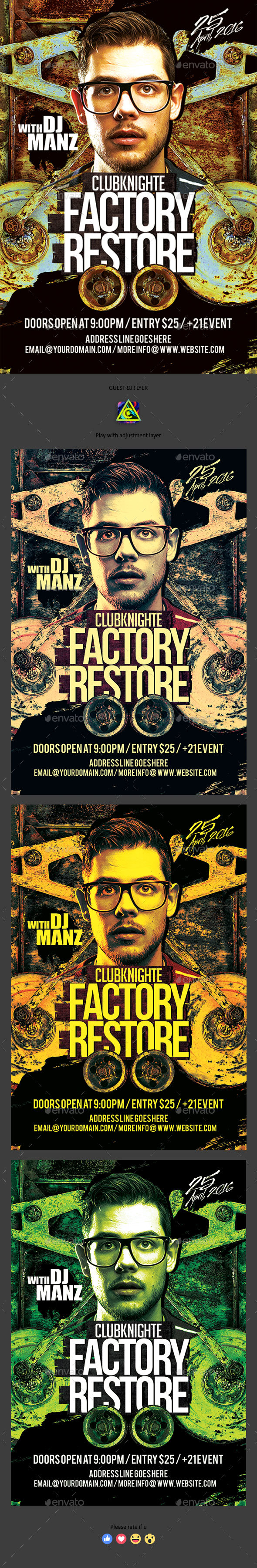 Factory Restore Guest Dj Flyer - Clubs & Parties Events