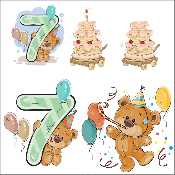 Brown Teddy Bear Birthday - Birthdays Seasons/Holidays