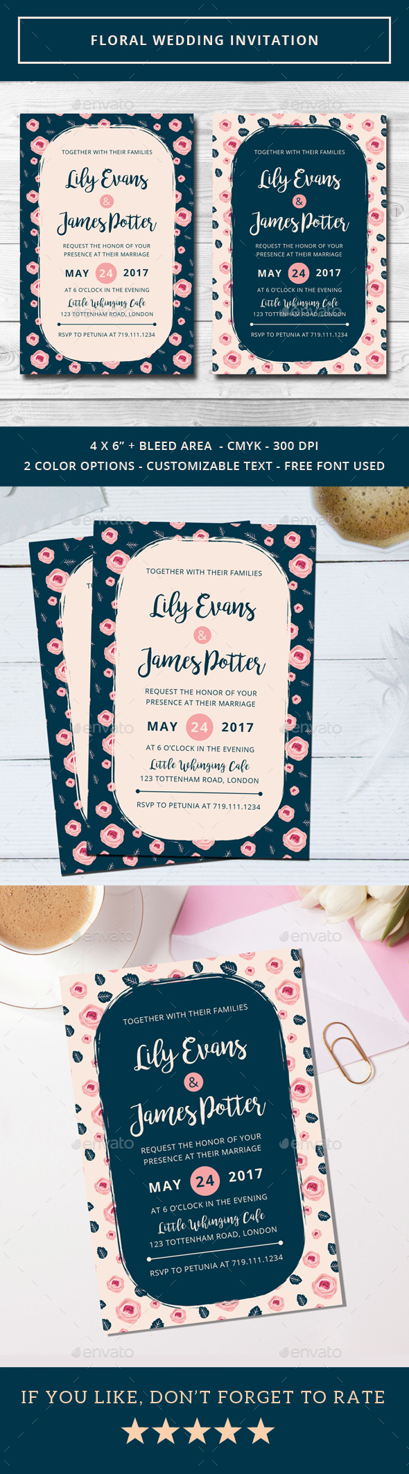 Floral Wedding Invitation - Weddings Cards & Invites