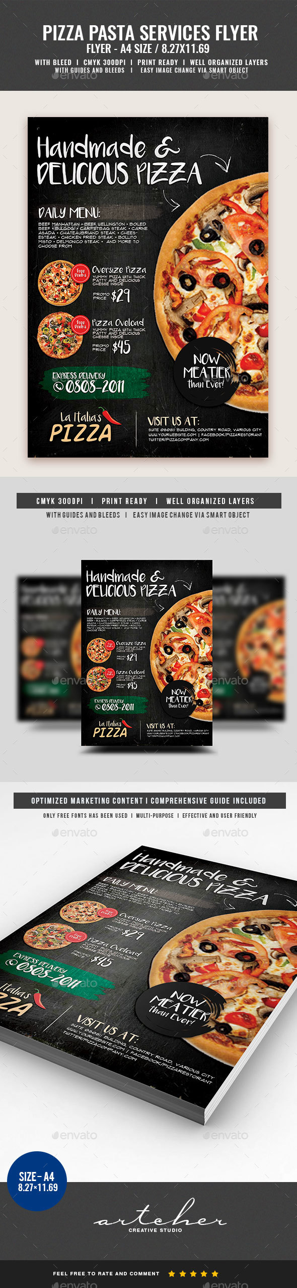 Pizza Burger and Pasta Restaurant Flyer