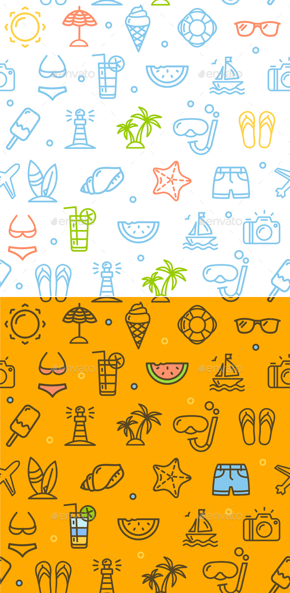Summer Travel Recreation Holiday Pattern Background. Vector - Backgrounds Decorative