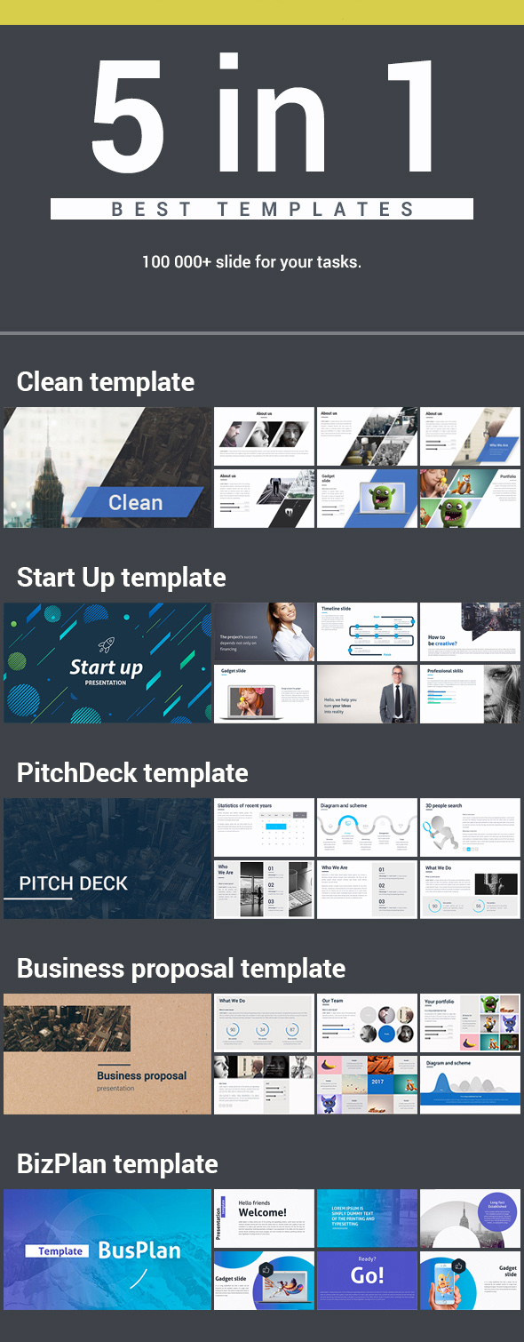 5 in 1 Bundle Keynote Pack 2 - Business Keynote Templates
