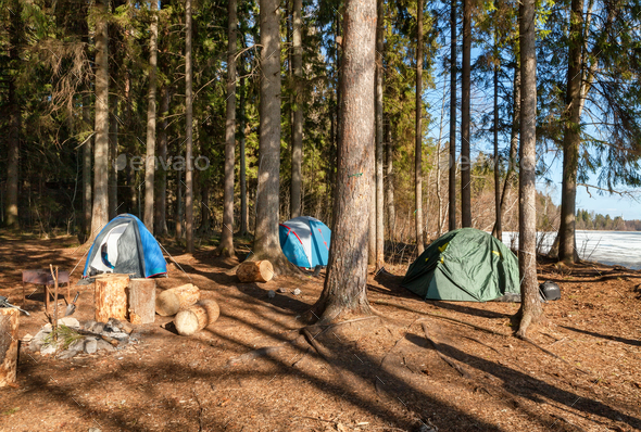 Tourist camp with tents