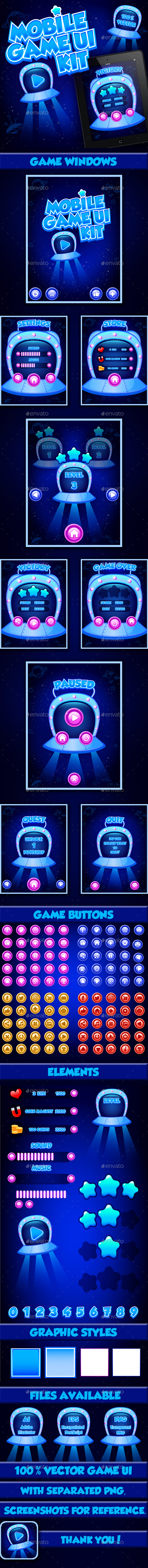 Space Mobile Game UI Kit - User Interfaces Game Assets