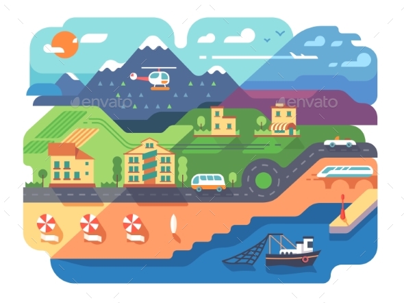 Coastal Resort Town - Buildings Objects