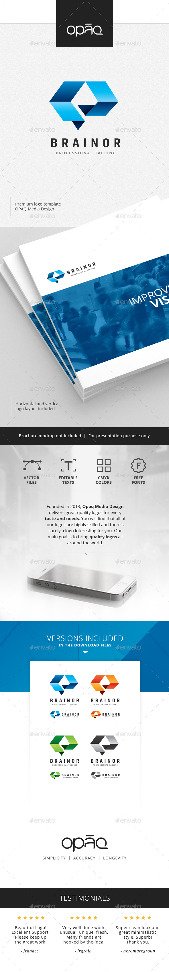 Technology Dimension Brain Logo - Abstract Logo Templates