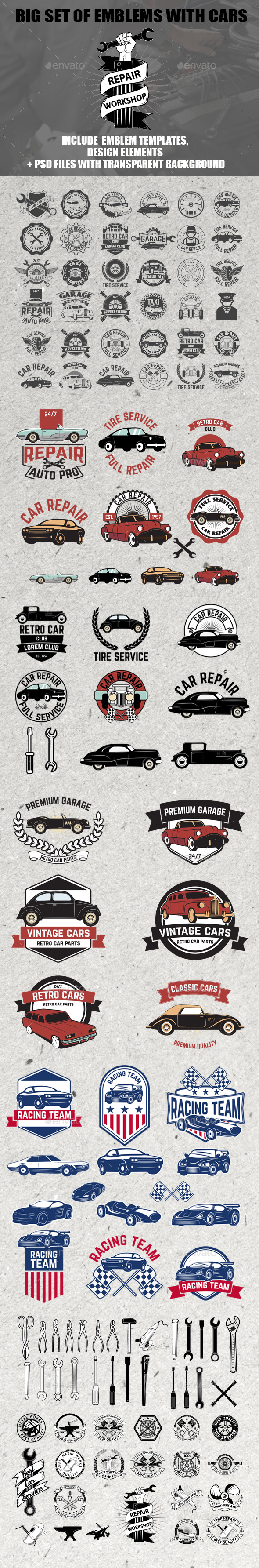 Set of Car Service Badges - Services Commercial / Shopping