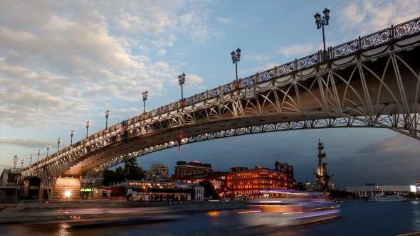 Evening View of Bridge on Moscow River