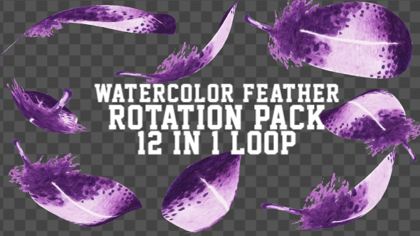 4K Watercolor Feather Rotation Pack 12 in 1