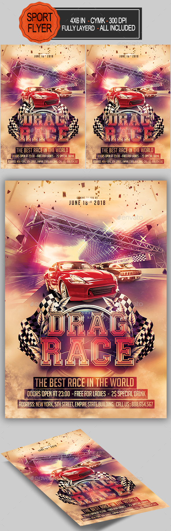 Drag Race Flyer - Sports Events