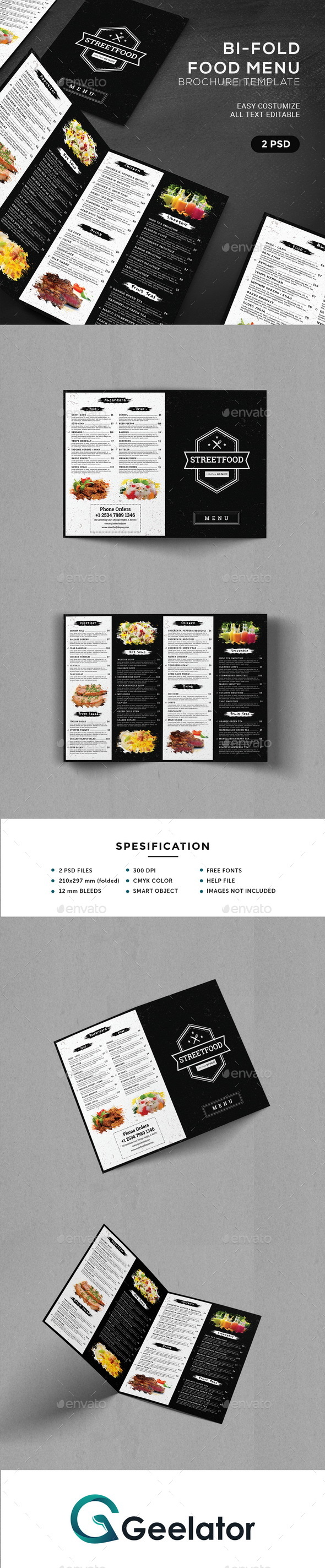 BiFold Food Menu Brochure Template