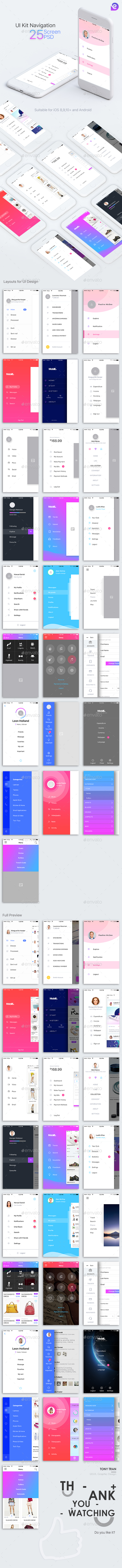 Mobile Theme UI Kit | Navigations - User Interfaces Web Elements