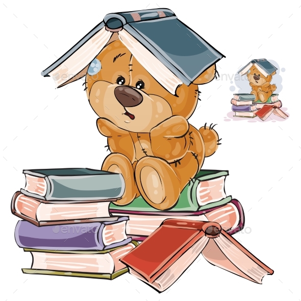 Vector Illustration of a Brown Teddy Bear Tired - Animals Characters