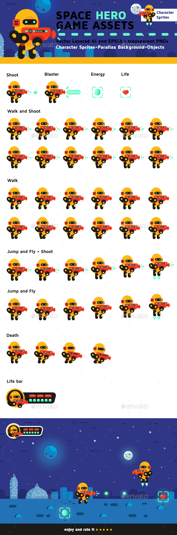 Space Hero Game Assets - Sprites Game Assets
