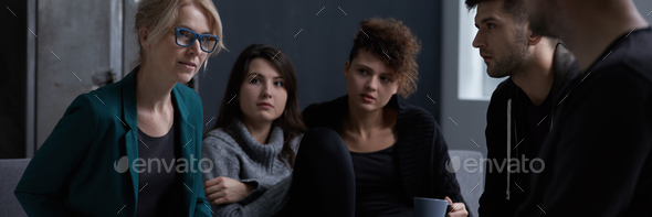 Group therapy for anxiety disorder - Stock Photo - Images