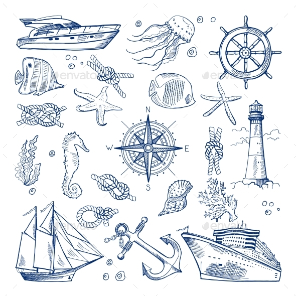 Sea or Ocean Underwater Life - Objects Vectors