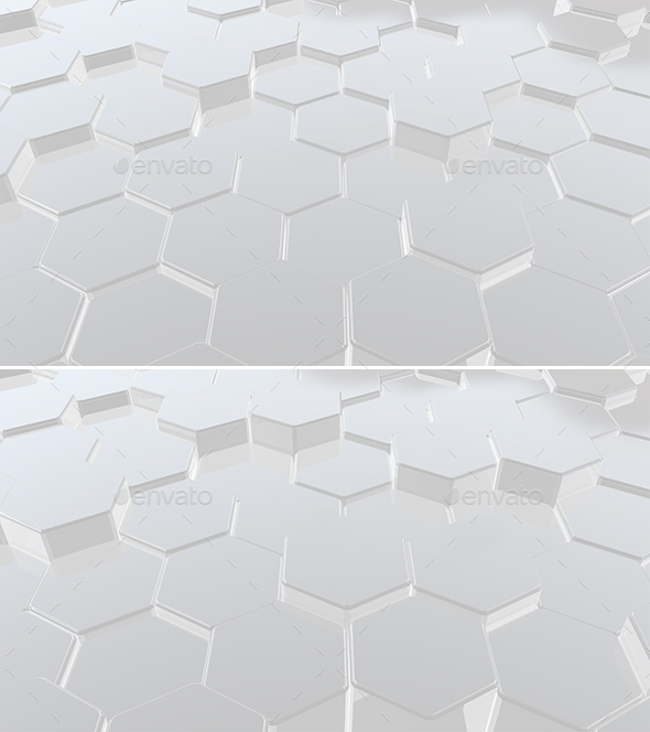 White Hexagons - 3D Backgrounds