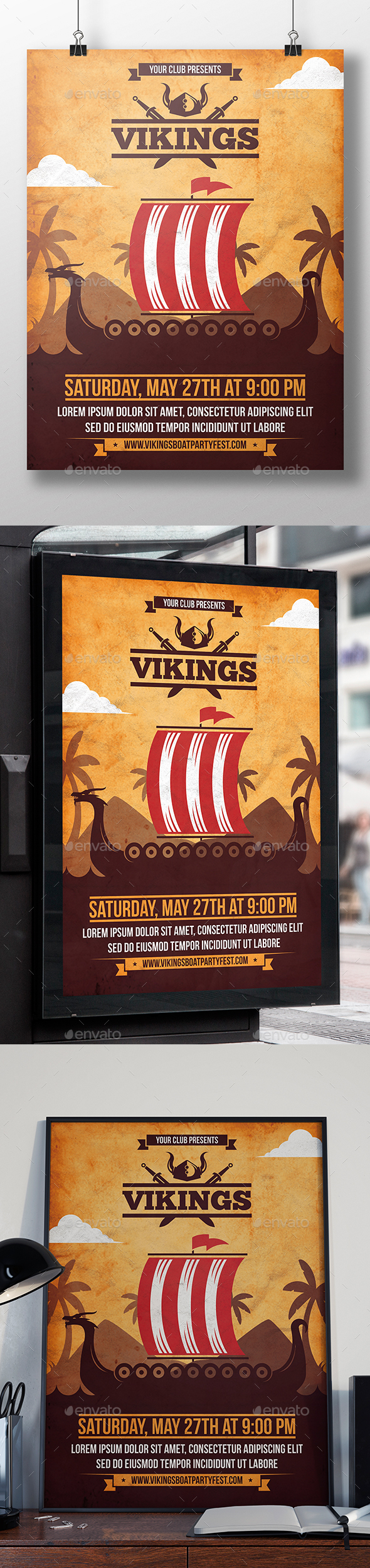 Viking Boat Flyer Template - Miscellaneous Events