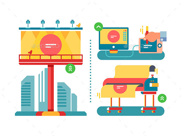 Outdoor Advertising Process - Objects Vectors