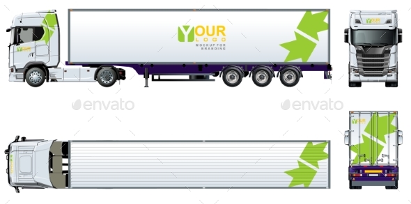 Vector Truck Template Isolated on White - Man-made Objects Objects