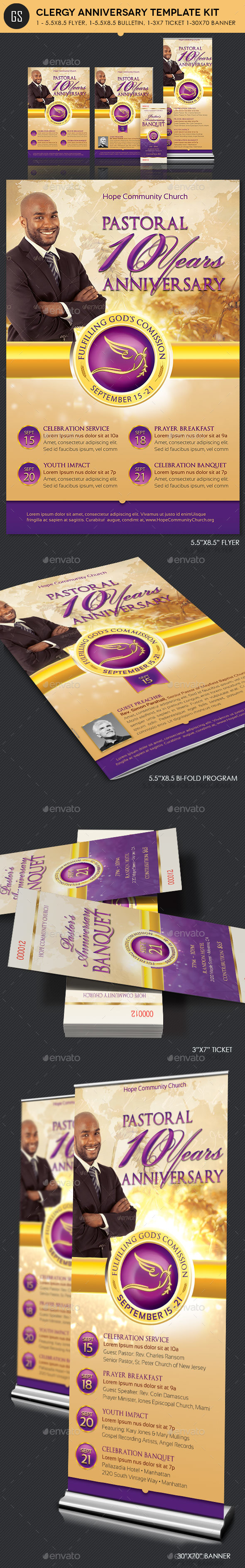 Clergy Anniversary Template Kit - Church Flyers