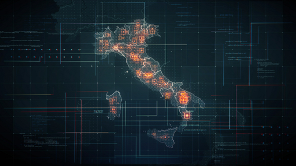 Black Italy Map with Lines Rollback Camera 4K