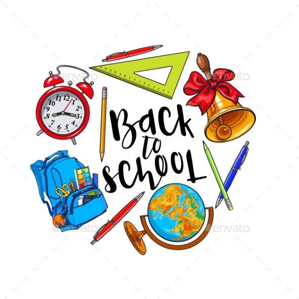 Round Frame of School Items - Miscellaneous Vectors