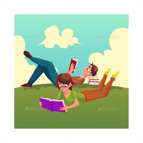 Reading Books - People Characters