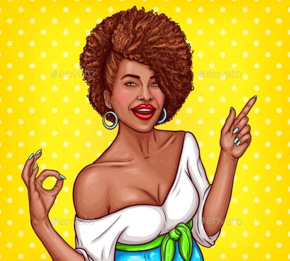 Vector Pop Art Illustration of a Woman - People Characters