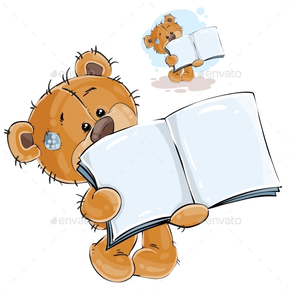 Brown Teddy Bear Showing Book - Animals Characters