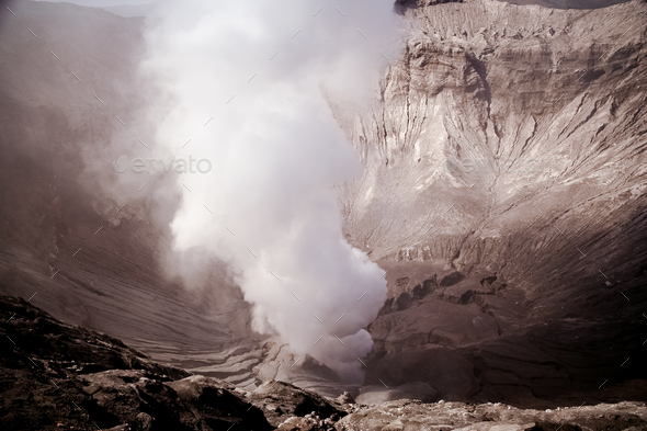 Smoking Bromo crater - Stock Photo - Images