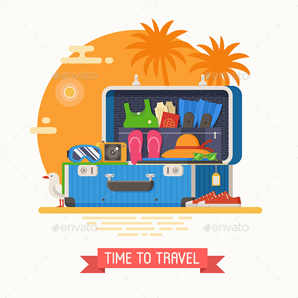Summer Travel Suitcase - Travel Conceptual