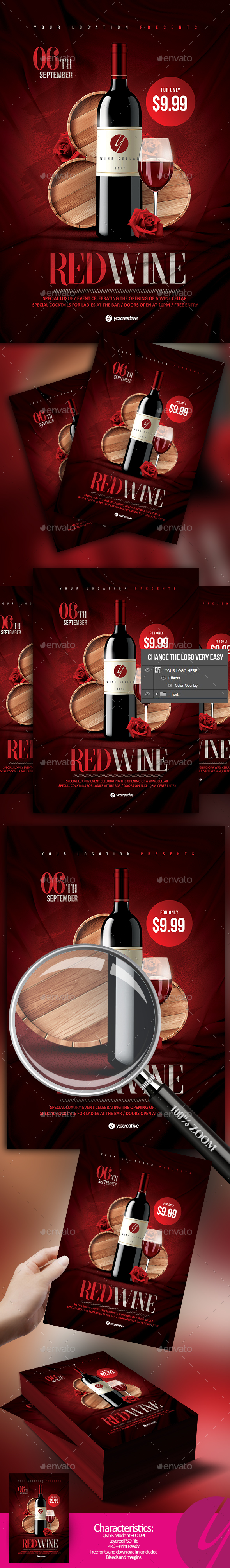 Red Wine Flyer - Restaurant Flyers