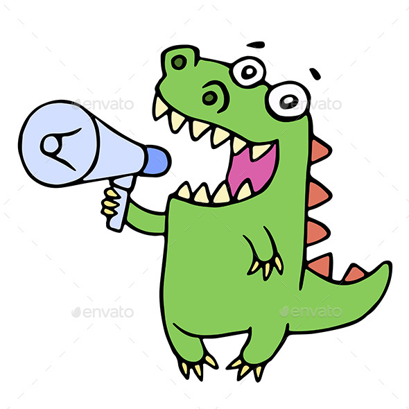 Dinosaur Shouting in Megaphone - Communications Technology