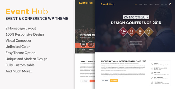 Event Hub- Event, Conference WordPress Theme - Events Entertainment