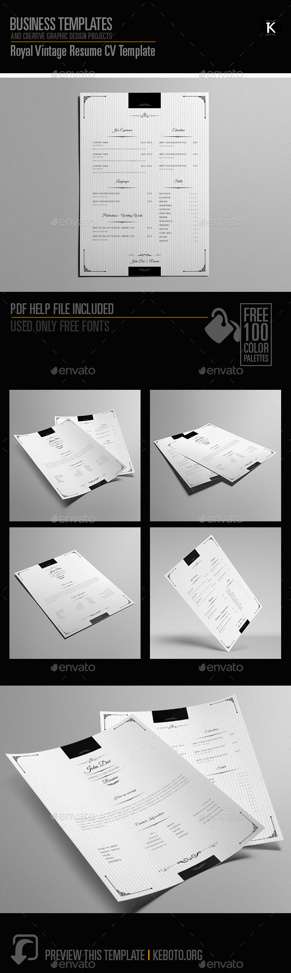 resume Vintage Resume Template royal vintage resume template by keboto graphicriver resumes stationery