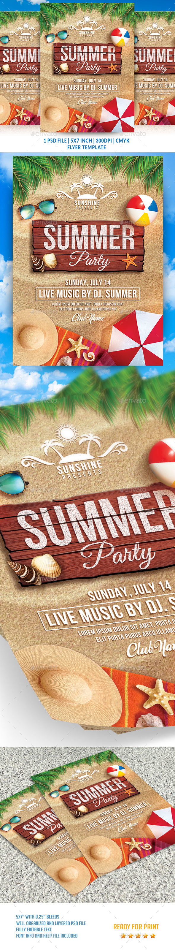 Summer Party Flyer Template - Flyers Print Templates