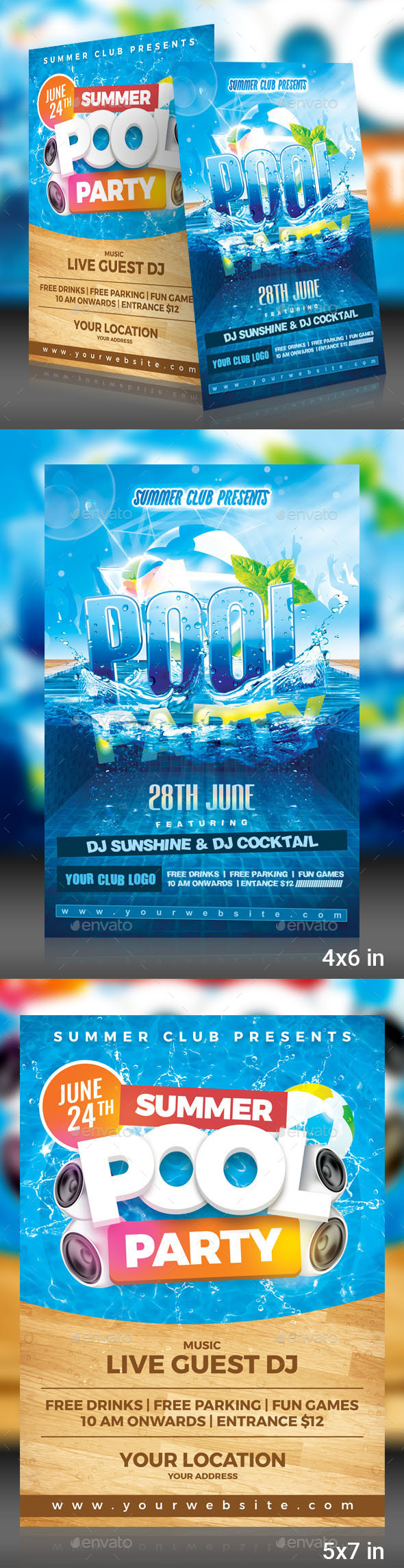 Pool Party Flyer Pack - Events Flyers