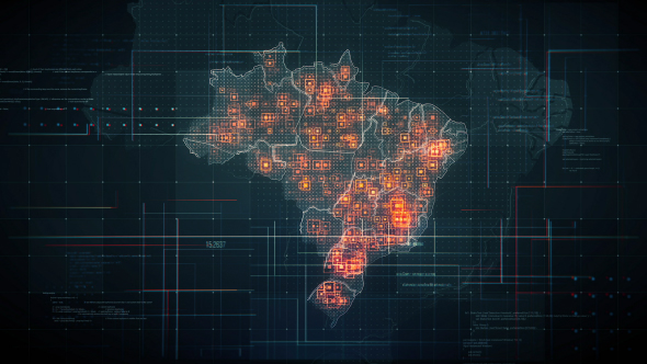 Black Brazil Map with Lines Rollback Camera 4K