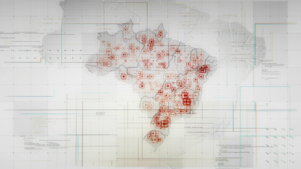 White Brazil Map with Lines Rollback Camera 4K